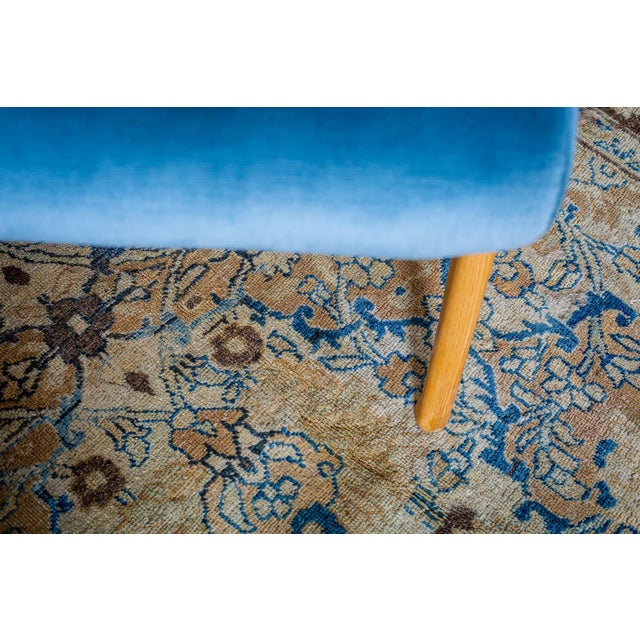 Persian Antique Persian Meshad Botanic, Blue, Brown Hand Knotted Wool Rug For Sale - Image 3 of 11