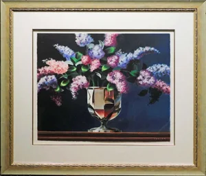 James Jensen Original Pastel "Lilac" Flower With Custom Frame