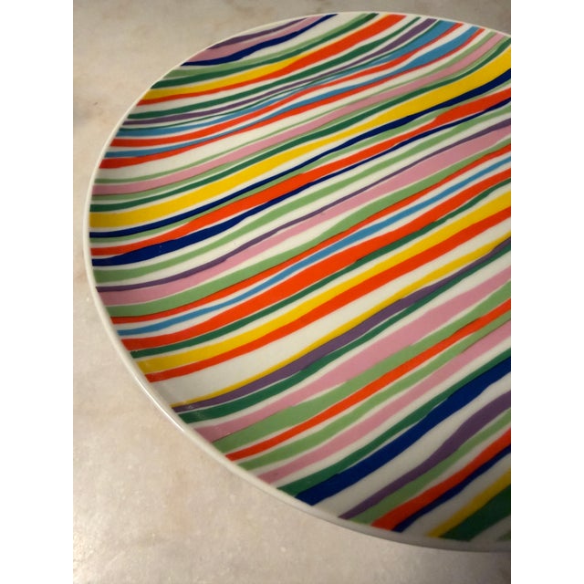 1970s Retro 10" 1977 Seymour Mann "Candy Stripe" Pedestal Cake Stand For Sale - Image 5 of 8
