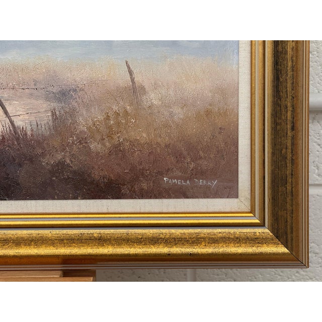 A serene river landscape at dawn with misty trees and soft, warm morning light 1987 Circa For Sale - Image 6 of 18