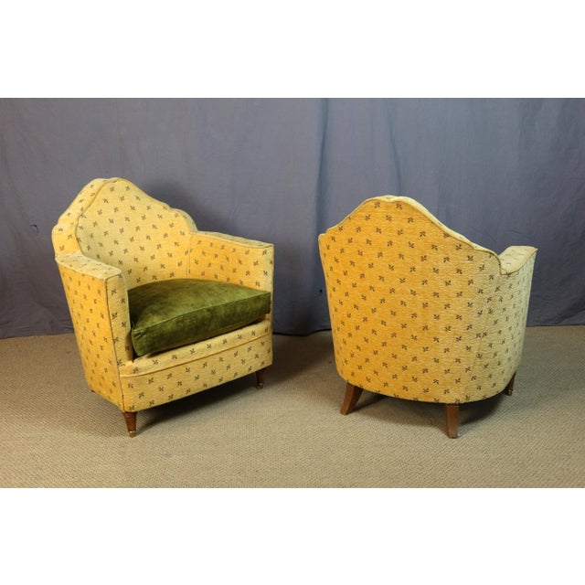 Wood Vintage Armchairs in Velvet, 1950s, Set of 3 For Sale - Image 7 of 13