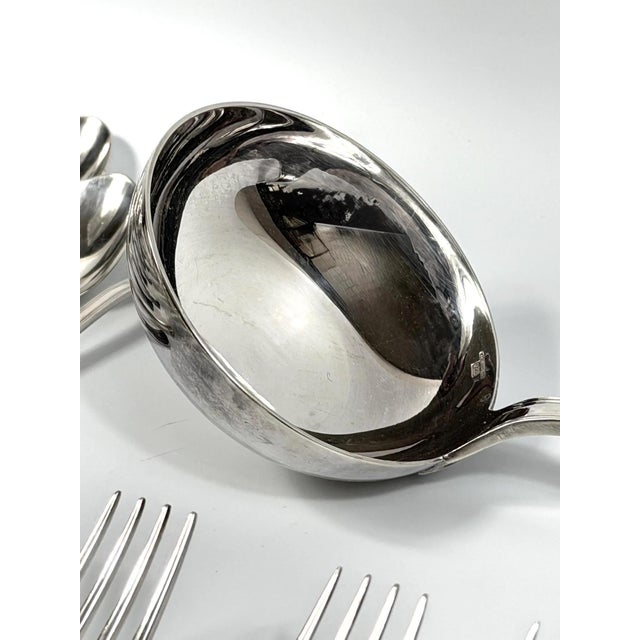 Art Deco Silver-Plated Boréal Flatware Set for 12 by Luc Lanel for Christofle, 1950s, Set of 37 For Sale - Image 7 of 10