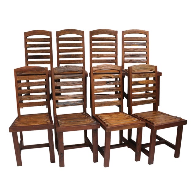 Farmhouse Solid Wood Chairs, Set of 8 For Sale