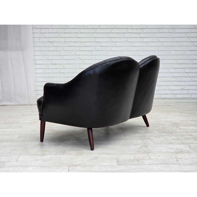 Scandinavian Sofa in Black Furniture Leather, 1960s For Sale - Image 9 of 18