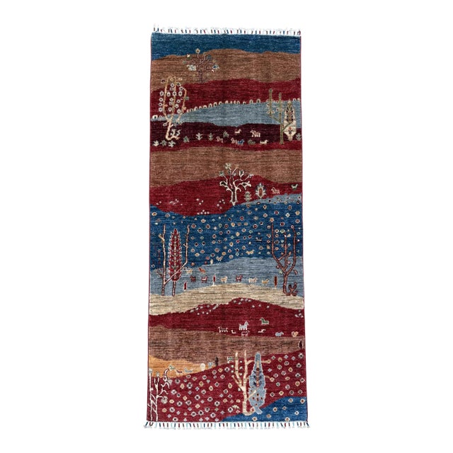 Red Persian Style Gabbeh Rug Runner, 02'08 X 06'08 For Sale