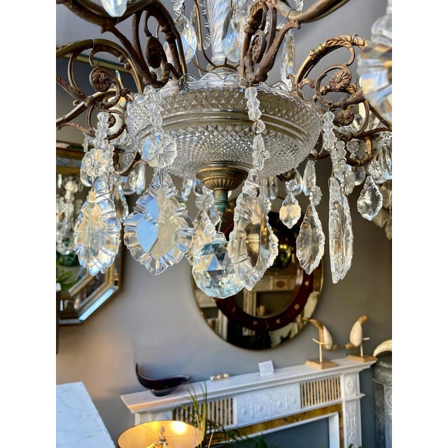 Antique French Chandelier in Bronze and Crystal, 1890 For Sale - Image 8 of 17