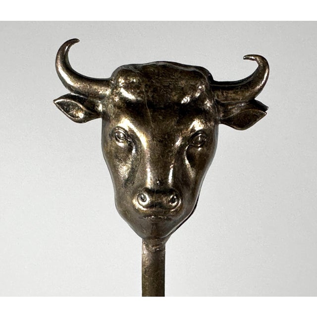 Victorian Antique Silver Plate Bovine Skewer: French Figural Food Ornament For Sale - Image 3 of 10