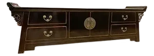 1990s Black Lacquer Wing Tv Cabinet