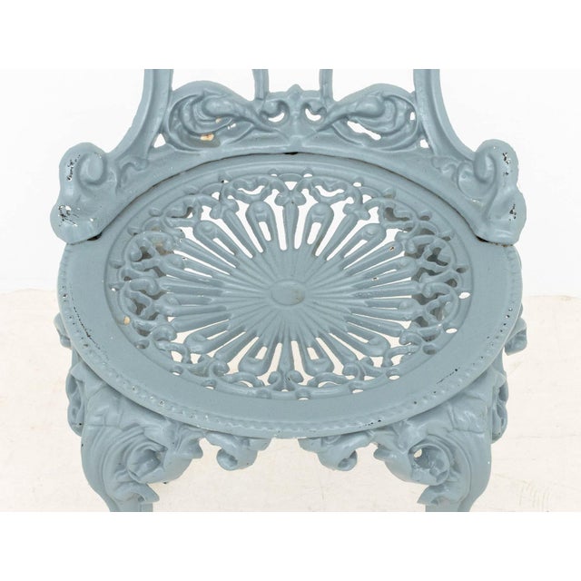 Victorian Style Blue Painted Cast Iron Side Chair For Sale - Image 4 of 7