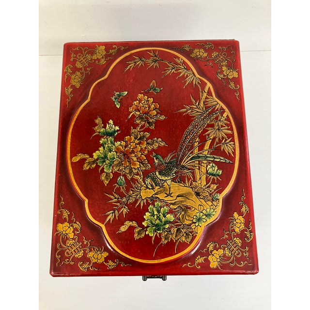 Vintage Red Chinese Scholar's Lacquer Storage Box with Calligraphy Interior For Sale - Image 17 of 17