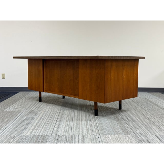 Brown Mid-Century Modern Executive Desk Large Top For Sale - Image 8 of 10