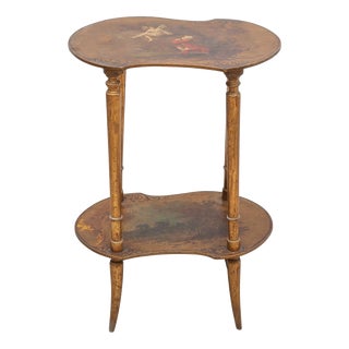 Antique French Louis XV Style Kidney-Shaped Vernis Martin Side Table, 1895 For Sale