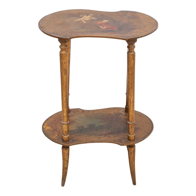 Antique French Louis XV Style Kidney-Shaped Vernis Martin Side Table, 1895 For Sale