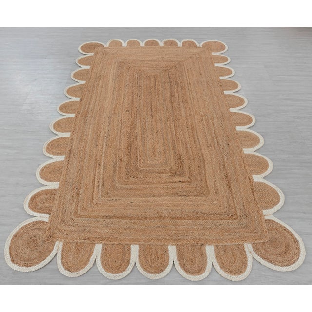 White Scallop Edge Jute Rug Runner 2.5x8 Ft. For Sale - Image 13 of 13