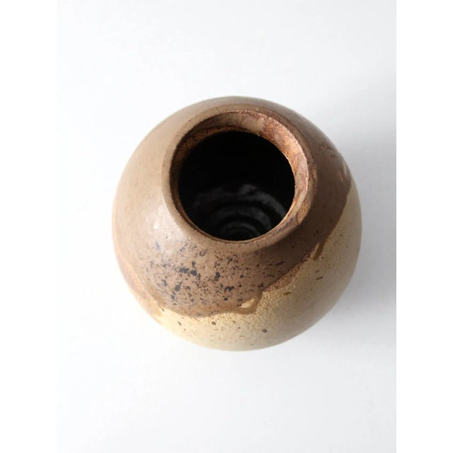 Brown Vintage Studio Pottery Vase For Sale - Image 8 of 11