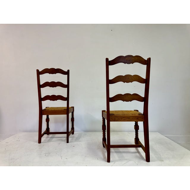 Wood Set of French Side Chairs in the style of Charles Dudouyt, 1950s For Sale - Image 7 of 14