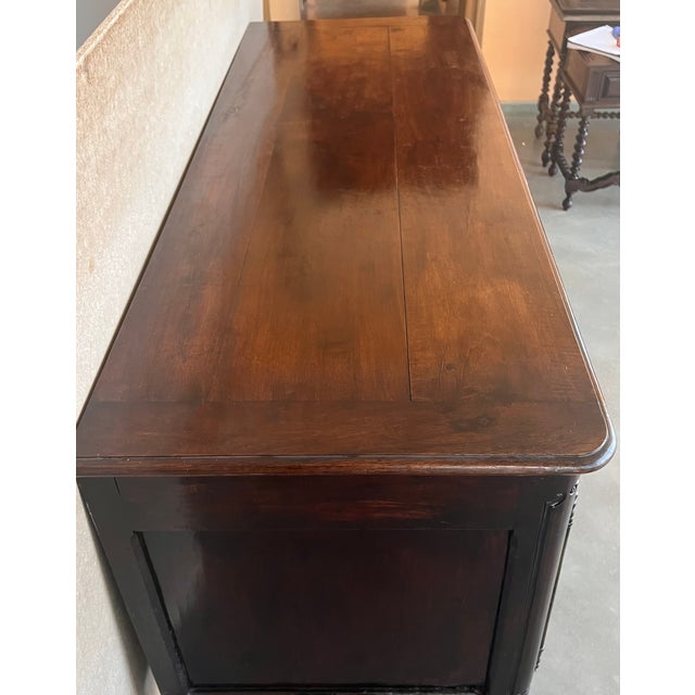Antique Carved Walnut French Provincial Large Buffet or Sideboard Cabinet For Sale In Miami - Image 6 of 13