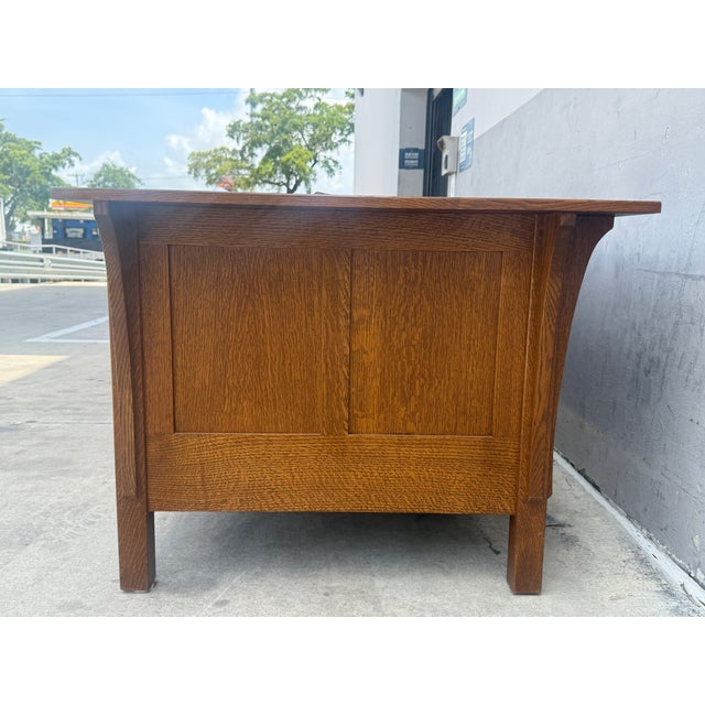 1990s 1990s Stickley Craftsman Mission Oak Prairie Settle For Sale - Image 5 of 10
