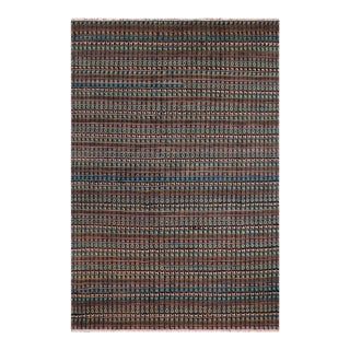 Boho Chic Blue/Beige High Low Wool Rug - 8'10'' X 12'5'' For Sale
