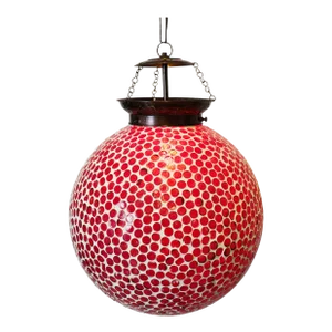 Cherry Red Mosaic Globe Pendant Light Small