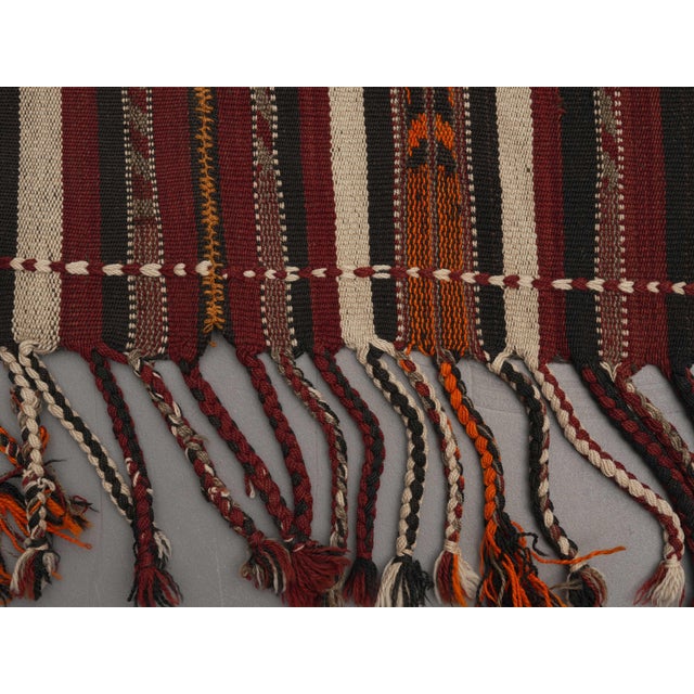 1970s 1970s Vintage Handmade Wool Cotton Burgundy Runner Rug For Sale - Image 5 of 10