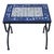 Handmade Moroccan White and Shades of Blues Mosaic Side Table, Extra Small Rectangular For Sale