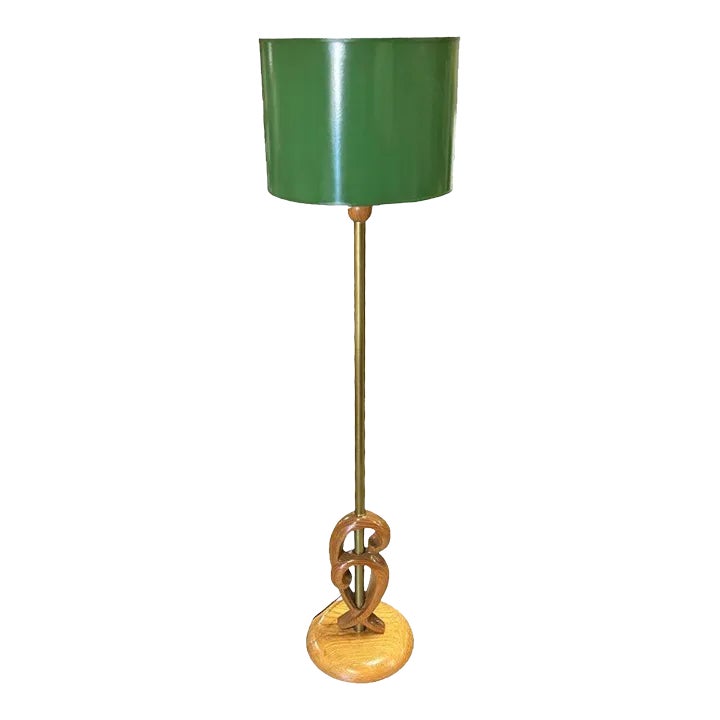 Mid Century Carved Oak Sculptural Floor Lamp by Yasha Heifetz
