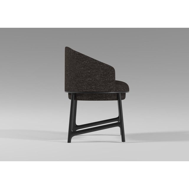 Contemporary Gentle Chair in Black Fabric and Black Wood by Javier Gomez For Sale - Image 3 of 5