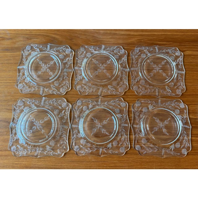 Vintage Floral Etched Appetizer Plates For Sale In Austin - Image 6 of 7