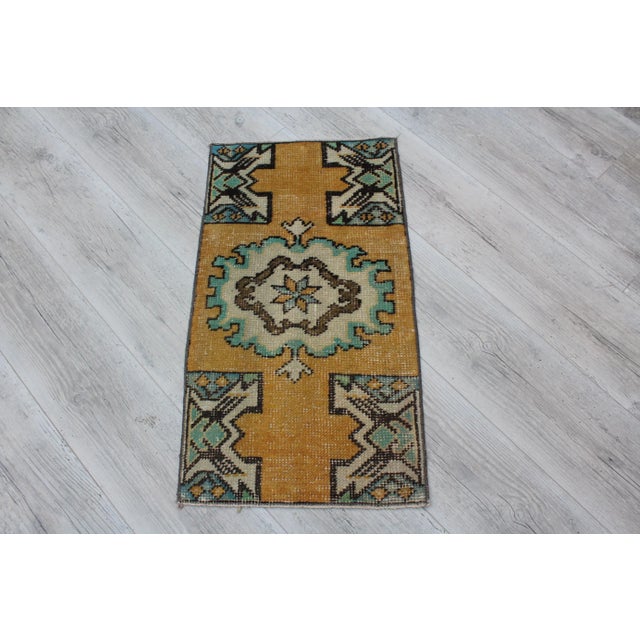 Turkish Mini Rug - 17 "X 30.5" For Sale - Image 9 of 9