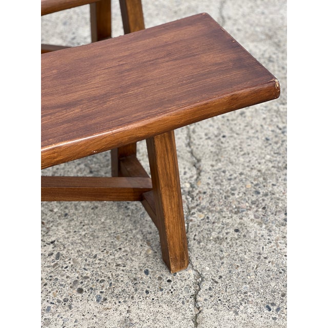 Vintage Wood Benches, 1960s, Set of 2 For Sale - Image 6 of 7
