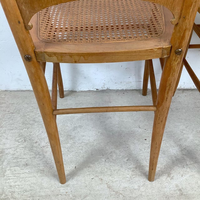 Brown Antique Ribbon & Garland Caned Seat Side Chairs – Pair For Sale - Image 8 of 18