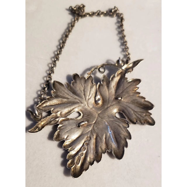 Large, Top Quality Victorian “Grape Leaf” Wine Label or Decanter Tag for “SHERRY” Made in 1840 by the Noted Silversmiths,...