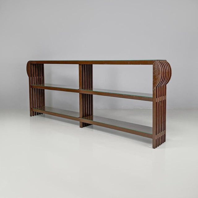 Italian Modern Bookcase with Glass Shelves, 1970s For Sale - Image 3 of 18