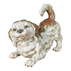 1960s Prosperity Dog Figurine | Handmade Ceramic Spaniel Sculpture | 11" Long