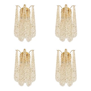 Italian Gold Wall Sconce with Murano Conchiglie Glass by Simoeng, Set of 4 For Sale