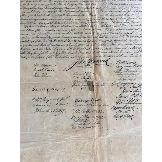 Printmaking Materials Declaration of Independence 1895 Sherwood Lithograph Rare Bicentennial Framed For Sale - Image 7 of 12