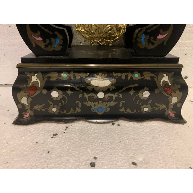 Wood Napleon III Portico Clock in Brass Marquetry, 1800s For Sale - Image 7 of 9