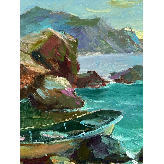Oil Painting the Boat Is Moored on the Shore Yuriy Suprunchuk For Sale - Image 9 of 11