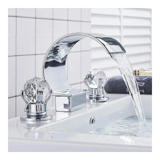 Chrome Widespread Waterfall Bathroom Sink Faucet 2 Handle 3Hole Basin Mixer Tap For Sale