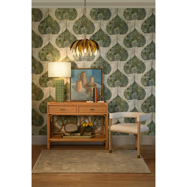 Contemporary Matthew Izzo Home Fifi Antique Brass Palm Leaf Pendant Light For Sale - Image 3 of 7