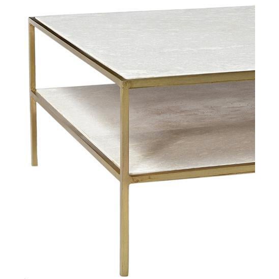 White Marble & Brass Coffee Table Chairish
