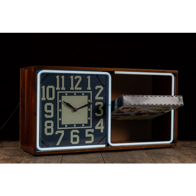 Vintage Neon Revolving Advertising Clock by Electric Ad Clock For Sale - Image 4 of 13