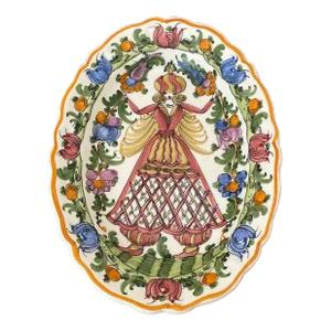 1970s Italian Pottery Hand Painted Hanging Decorative Dish
