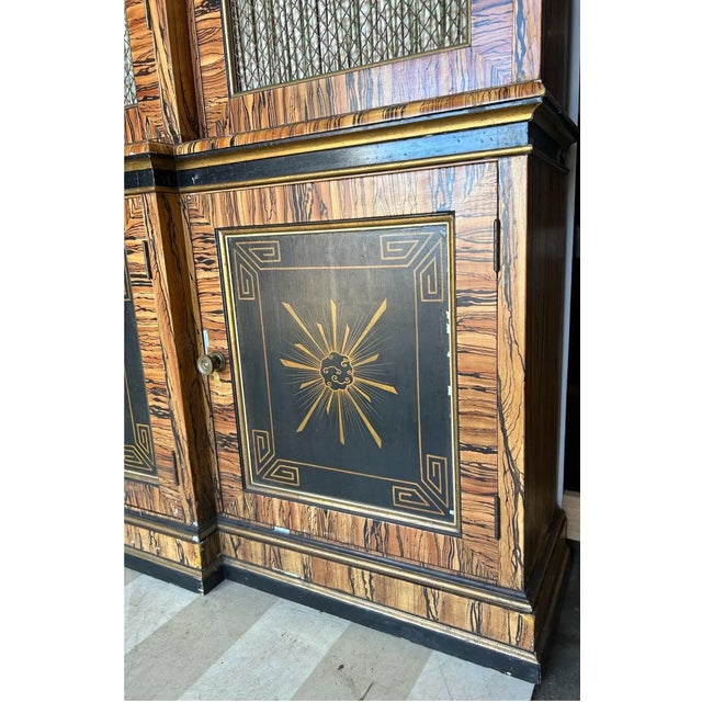 Mid 20th Century Fabulously Faux Painted Breakfront Bookcase With Coral Interior For Sale - Image 4 of 9