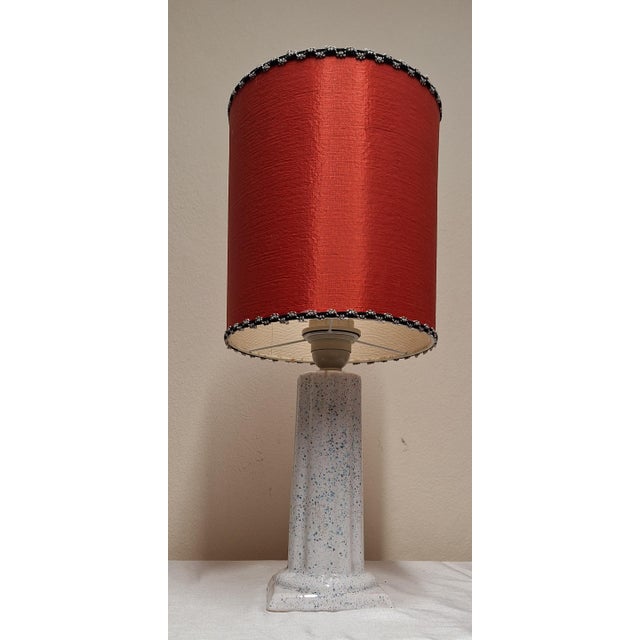 Textile Vintage Table Lamp with White Ceramic Base, 1980s For Sale - Image 7 of 8