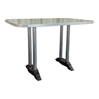 Mid 20th Century Art Deco Revival Sage Green Dinette Pedestal Dining Table For Sale