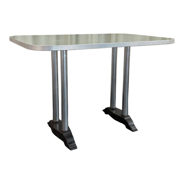 Mid 20th Century Art Deco Revival Sage Green Dinette Pedestal Dining Table For Sale