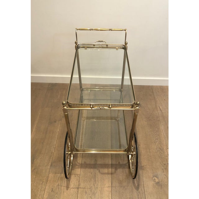 Neoclassical 1940s Maison Bagués. Neoclassical Style Silvered Brass Drinks Trolley. French For Sale - Image 3 of 12