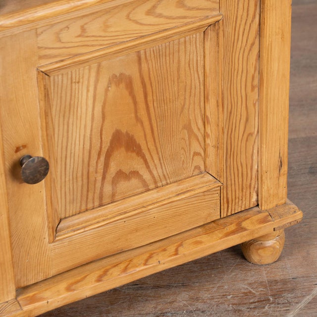 Early 20th Century Small Pine Nightstand With Marble Top and Shelf For Sale - Image 12 of 13